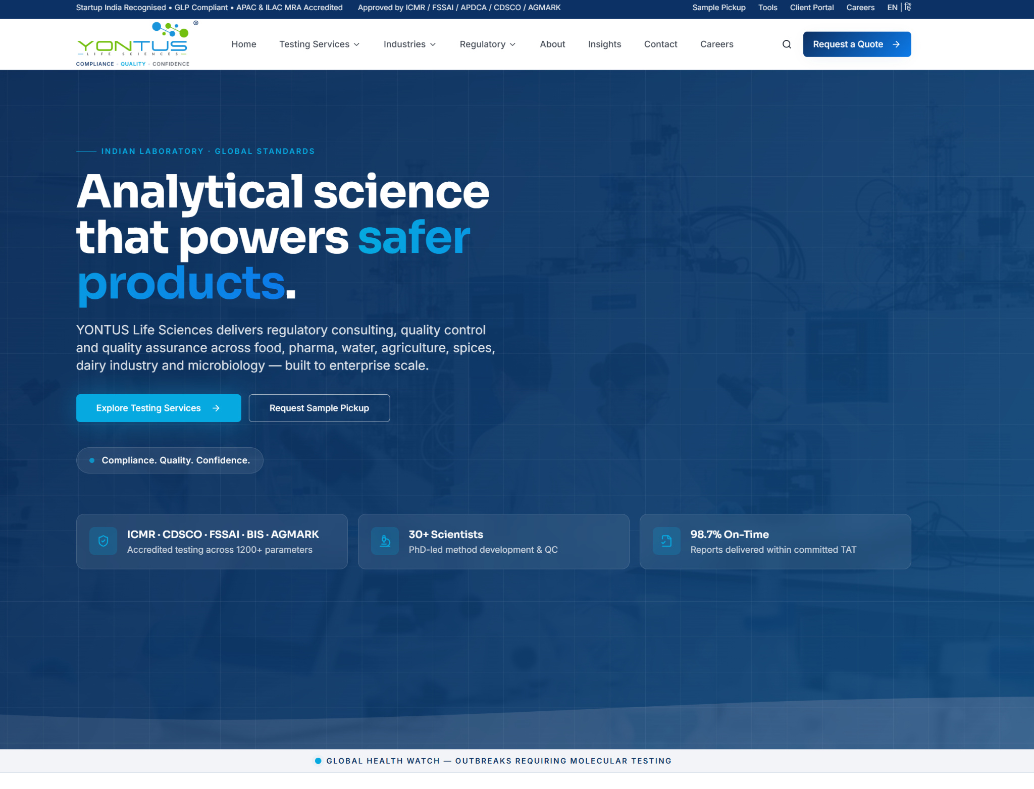 Yontus Life Sciences website preview